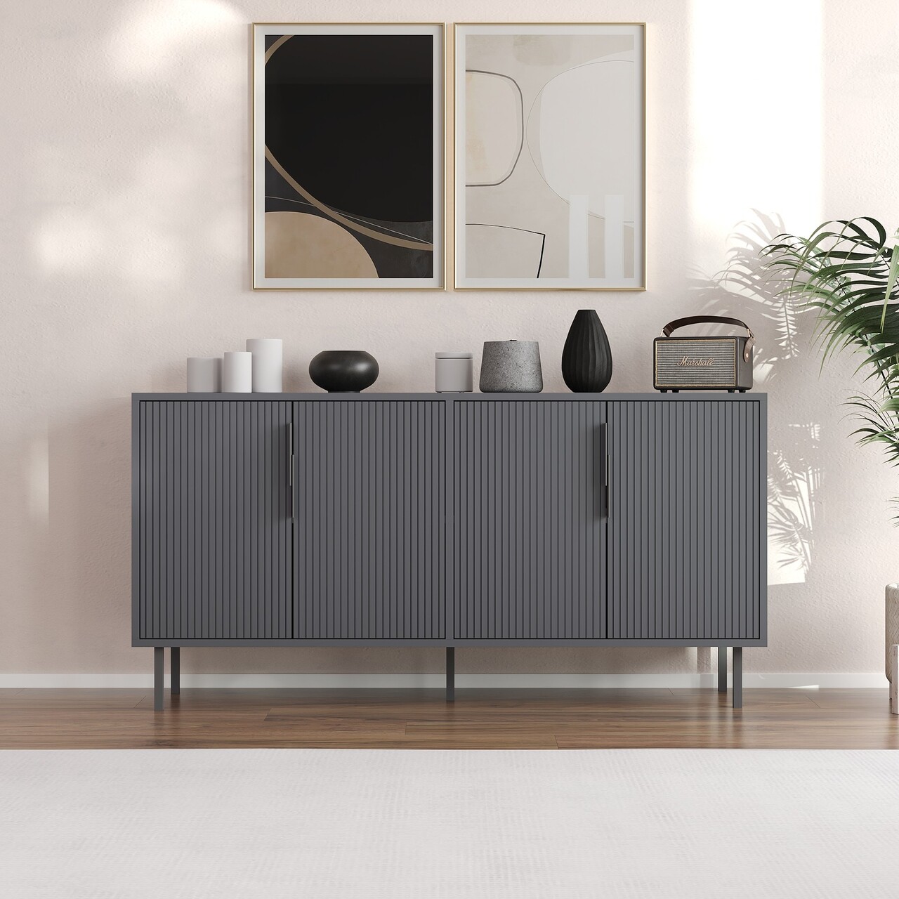 Consola, Hanah Home, Clara, 150x75x36 cm, Antracit - imagine 6